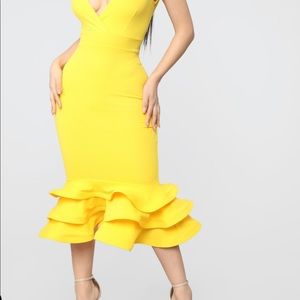 Yellow ruffle dress
